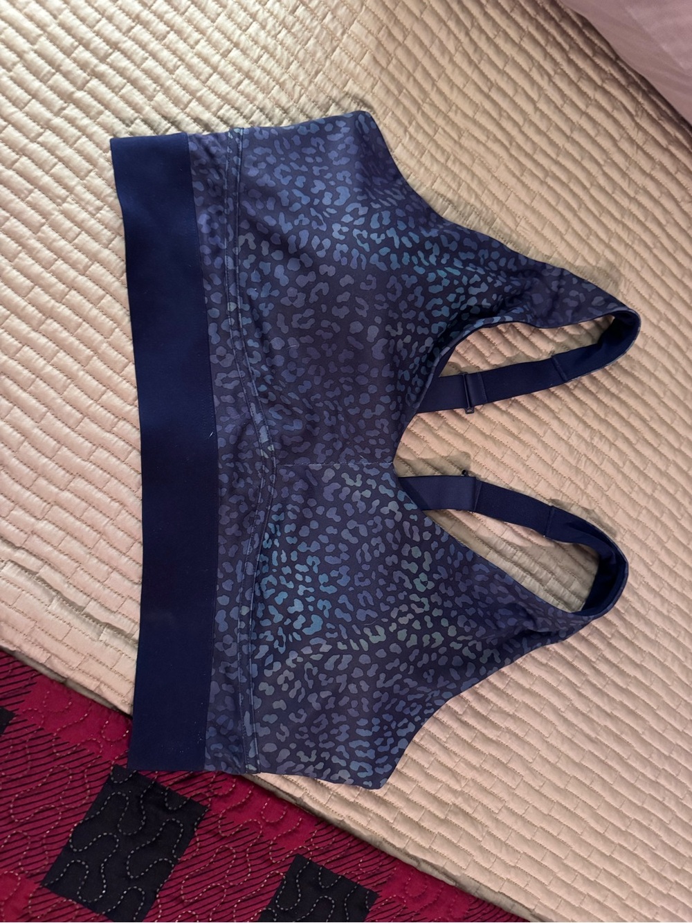 Fabletics Blue Leopard Print Crop Sports Bra